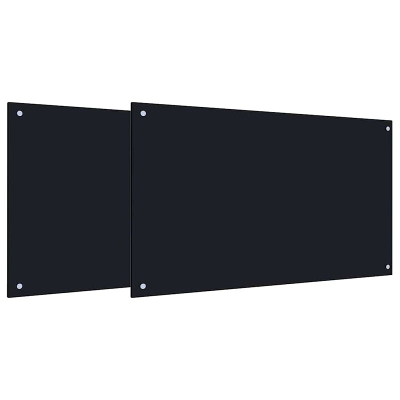 vidaXL Πλάτη κουζίνας 2 τμχ. Μαύρο 100 x 60 cm σκληρυμένο γυαλί