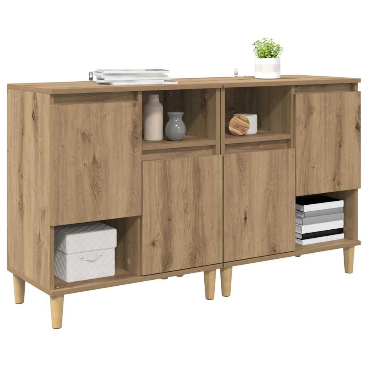 vidaXL Παραδοσιακά Πλευρικά Έπιπλα 2 τμχ. Artisan Oak 60 x 35 x 70 cm