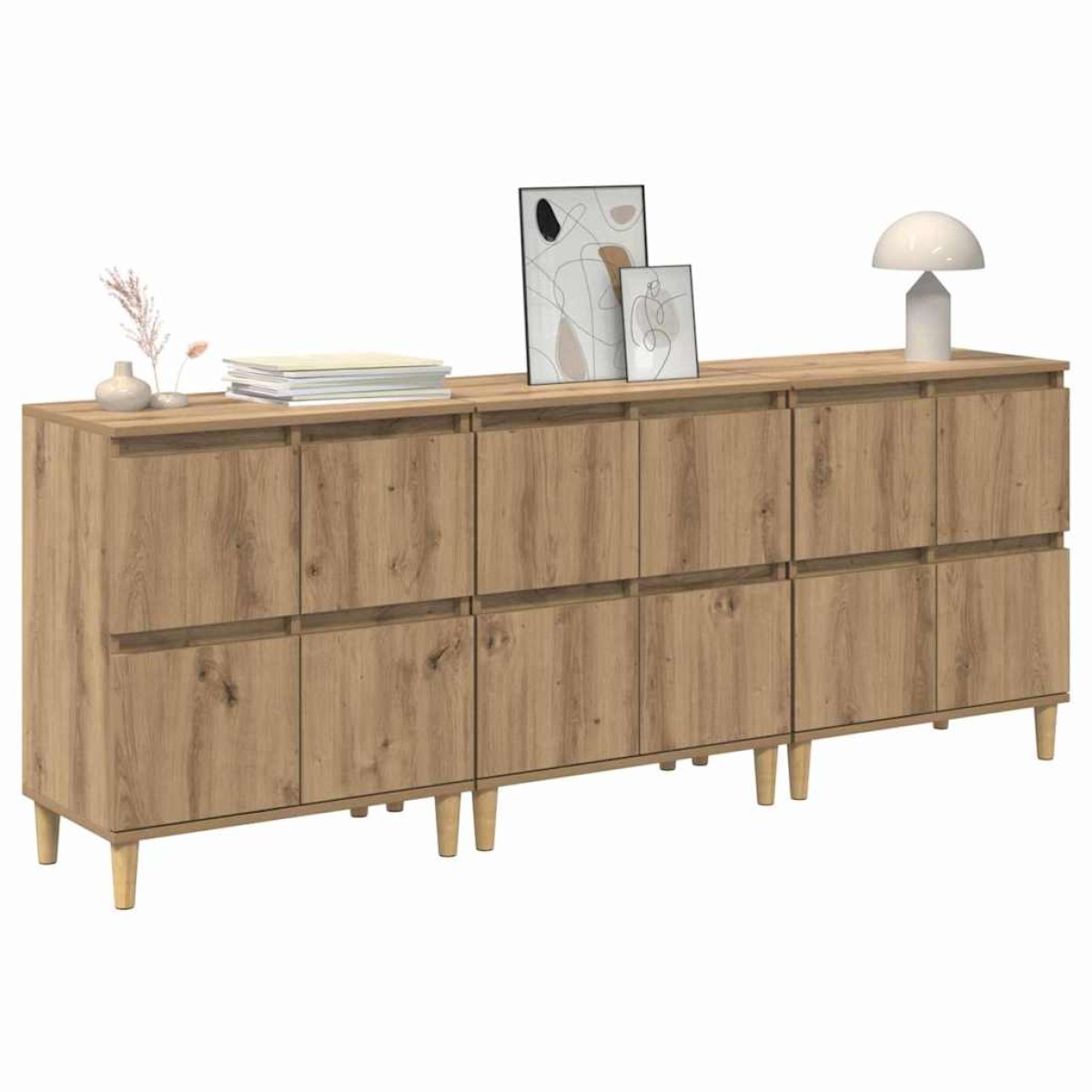 vidaXL Παραδοσιακά Πλευρικά Έπιπλα 3 τμχ. Artisan Oak 60 x 35 x 70 cm