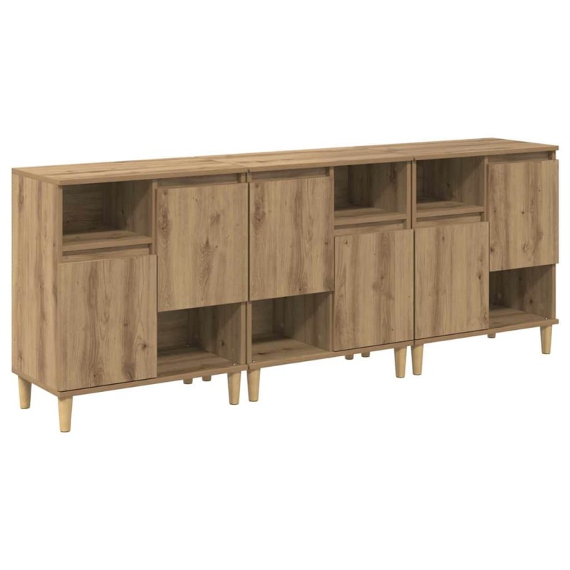 vidaXL Παραδοσιακά Πλευρικά Έπιπλα 3 τμχ. Artisan Oak 60 x 35 x 70 cm