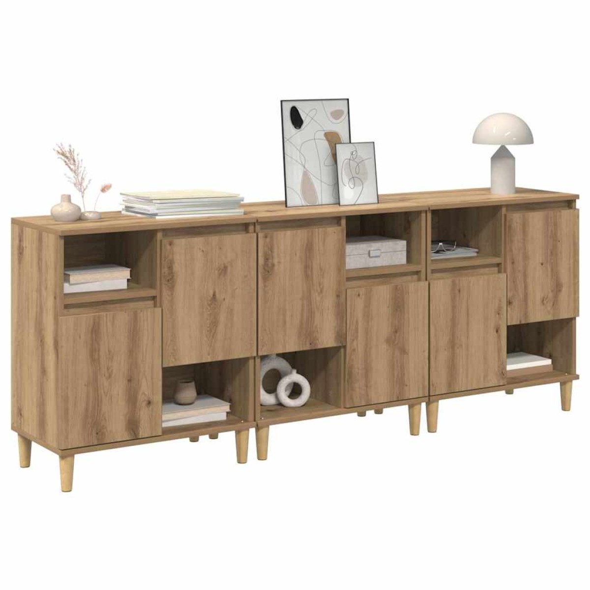 vidaXL Παραδοσιακά Πλευρικά Έπιπλα 3 τμχ. Artisan Oak 60 x 35 x 70 cm