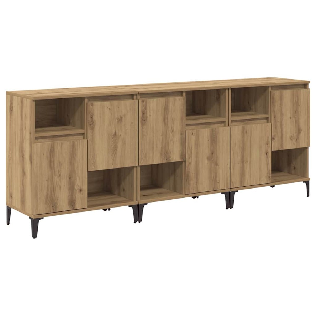 vidaXL Παραδοσιακά Πλευρικά Έπιπλα 3 τμχ. Artisan Oak 60 x 35 x 70 cm