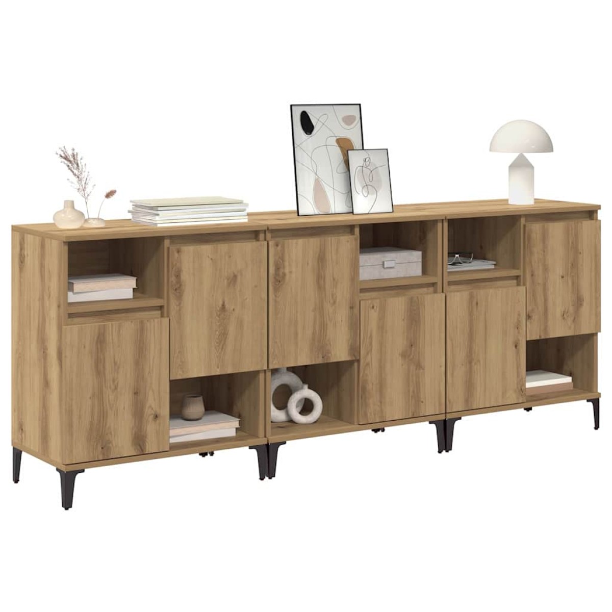 vidaXL Παραδοσιακά Πλευρικά Έπιπλα 3 τμχ. Artisan Oak 60 x 35 x 70 cm