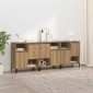 vidaXL Παραδοσιακά Πλευρικά Έπιπλα 3 τμχ. Artisan Oak 60 x 35 x 70 cm