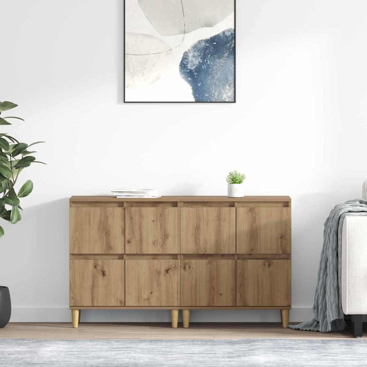 vidaXL Παραδοσιακά Πλευρικά Έπιπλα 2 τμχ. Artisan Oak 60 x 35 x 70 cm