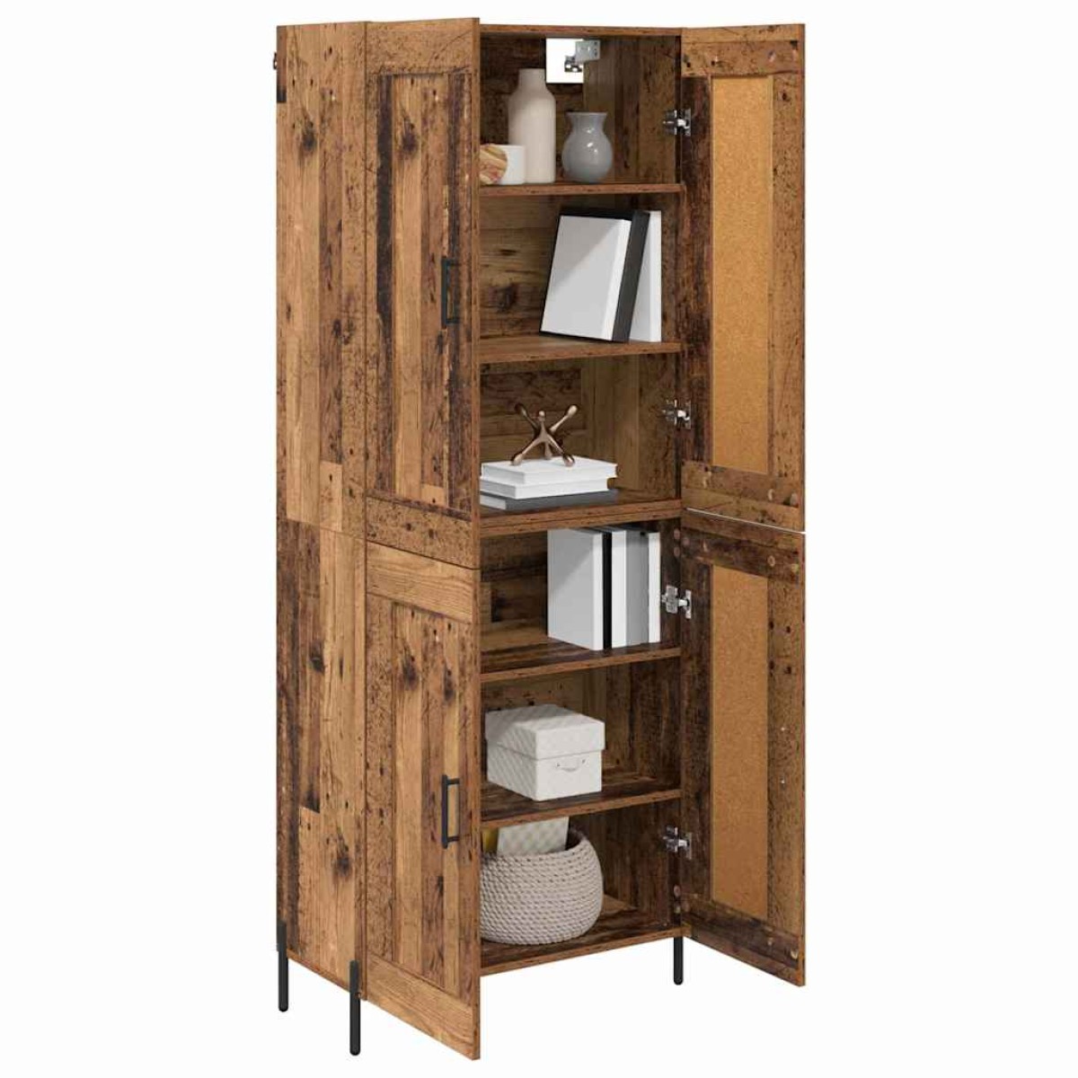 vidaXL Highboard 2 τμχ. Παλιό Ξύλο 69,5 x 34 x 180 εκ.