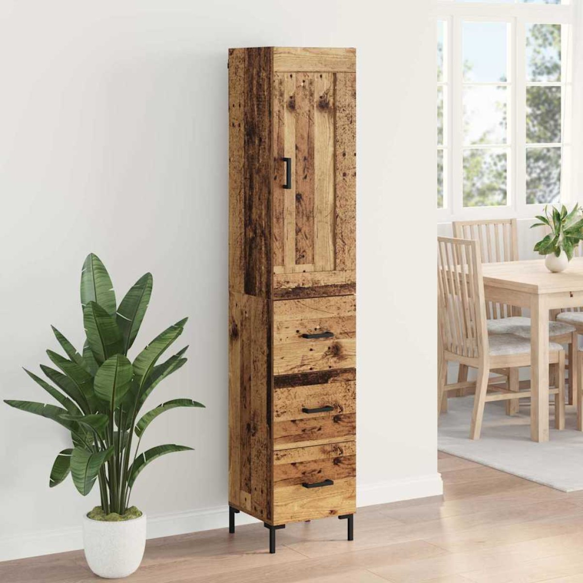 vidaXL Highboard Παλιό Ξύλο 34,5 x 34 x 180 εκ. Επεξεργασμένο Ξύλο