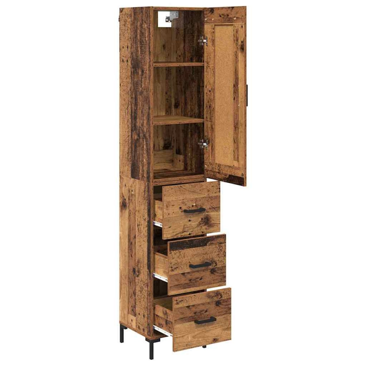 vidaXL Highboard Παλιό Ξύλο 34,5 x 34 x 180 εκ. Επεξεργασμένο Ξύλο