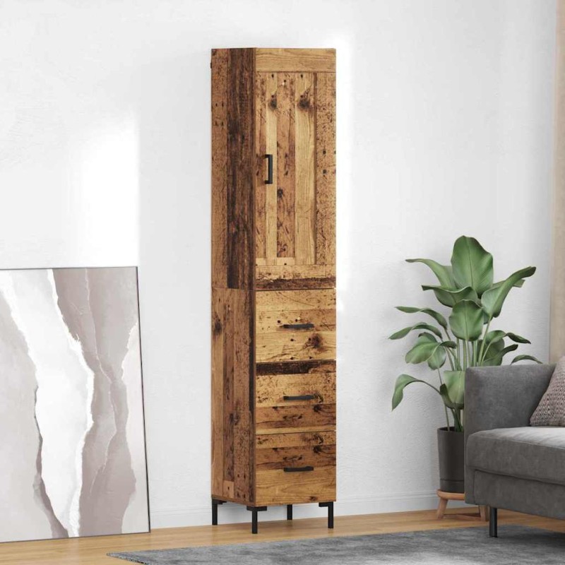vidaXL Highboard Παλιό Ξύλο 34,5 x 34 x 180 εκ. Επεξεργασμένο Ξύλο
