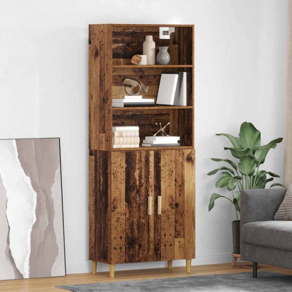 vidaXL Highboard Παλιό Ξύλο 69,5 x 32,5 x 180 εκ Επεξεργασμένο Ξύλο