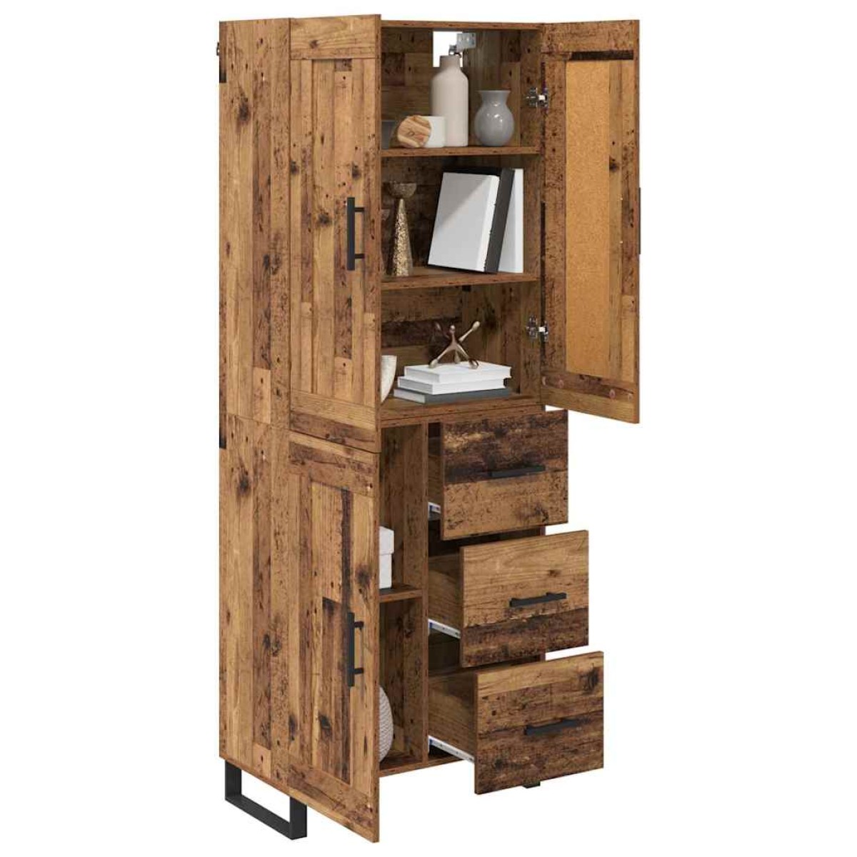 vidaXL Highboard 2 τμχ. Παλιό ξύλο 69,5 x 34 x 180 εκ.