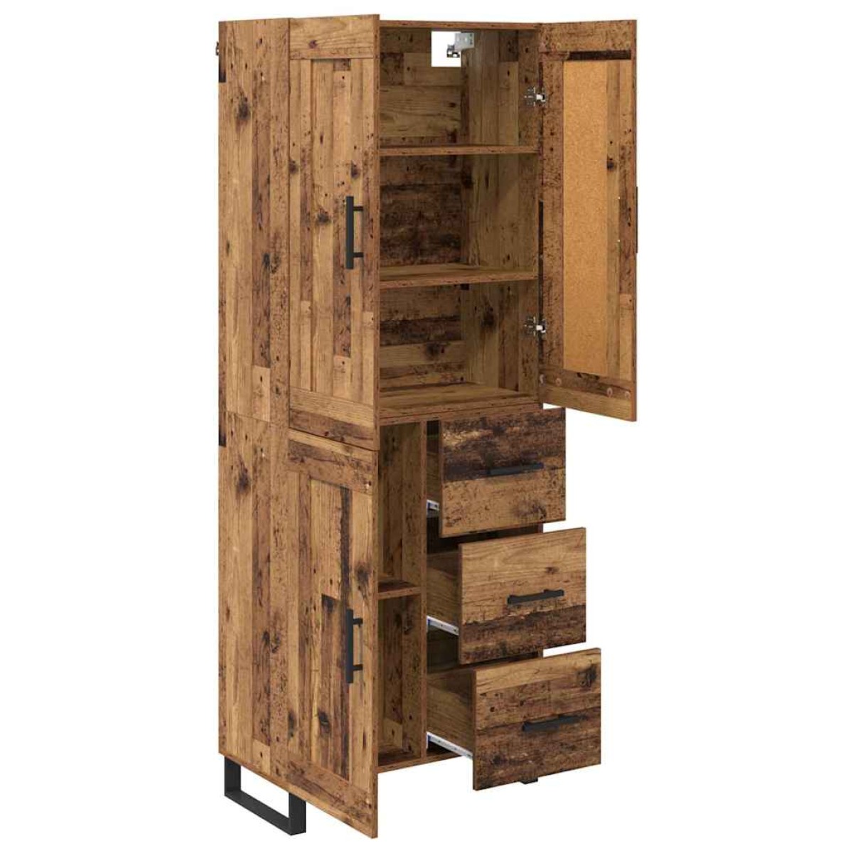vidaXL Highboard 2 τμχ. Παλιό ξύλο 69,5 x 34 x 180 εκ.