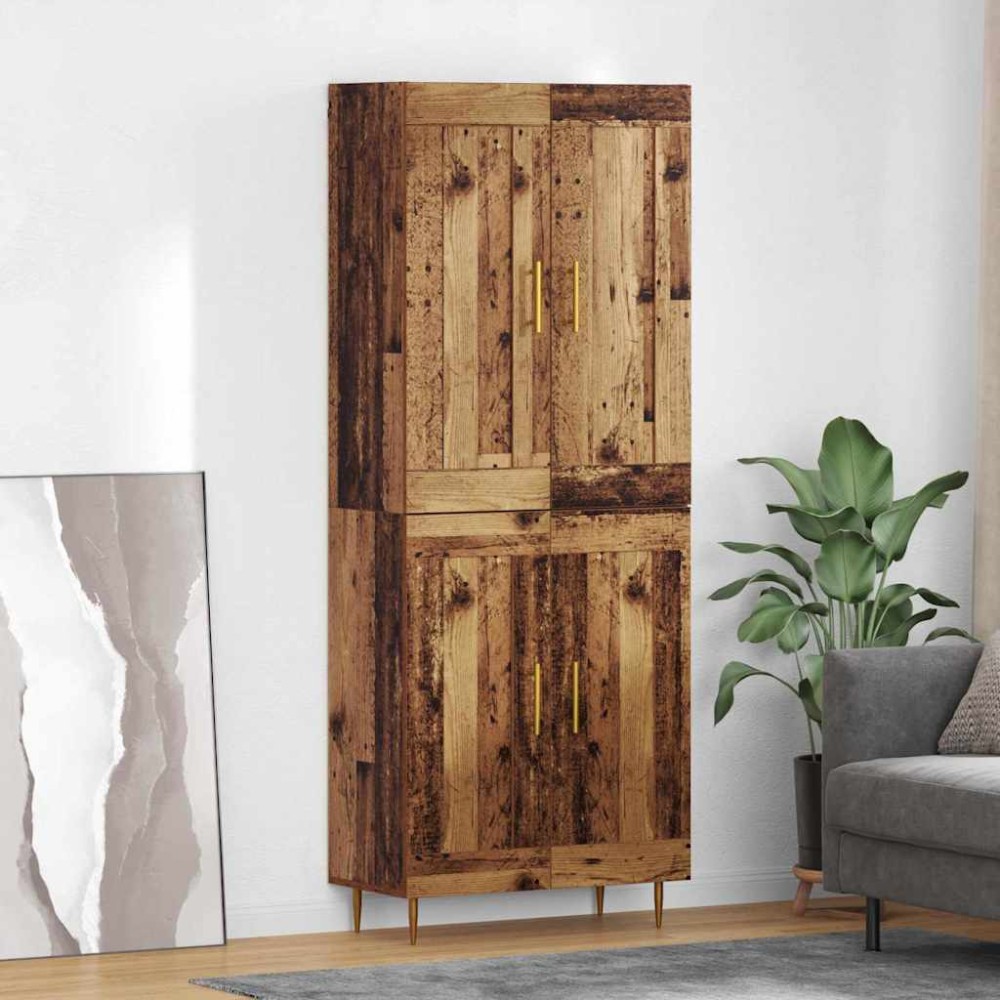 vidaXL Highboard Παλιό Ξύλο 69,5 x 34 x 180 εκ. Επεξεργασμένο Ξύλο