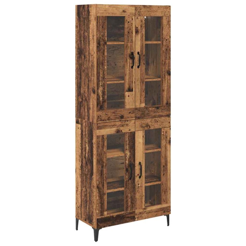 vidaXL Highboard Παλιό Ξύλο 69,5 x 34 x 180 εκ. Επεξεργασμένο Ξύλο