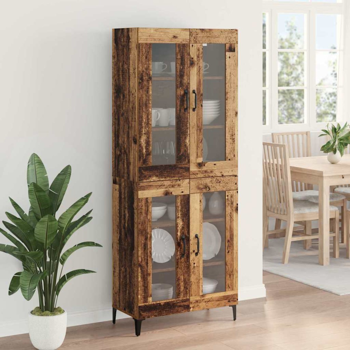 vidaXL Highboard Παλιό Ξύλο 69,5 x 34 x 180 εκ. Επεξεργασμένο Ξύλο