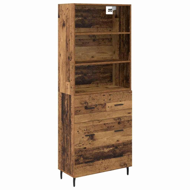 vidaXL Highboard 2 τμχ. Παλιό Ξύλο 69,5 x 32,5 x 180 εκ