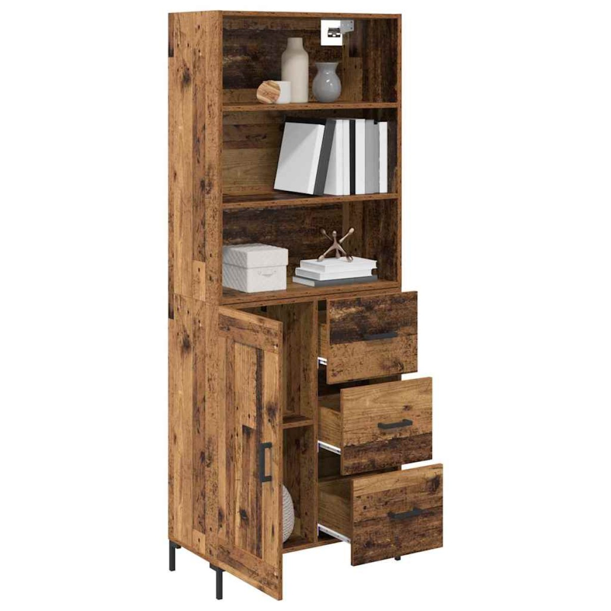 vidaXL Highboard Παλιό ξύλο 69,5 x 34 x 180 εκ. Επεξεργασμένο Ξύλο