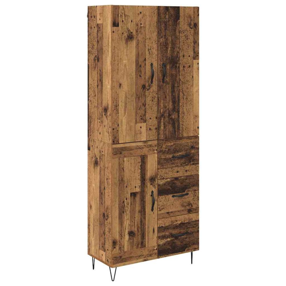 vidaXL Highboard 2 τμχ. Παλιό ξύλο 69,5 x 34 x 180 εκ.