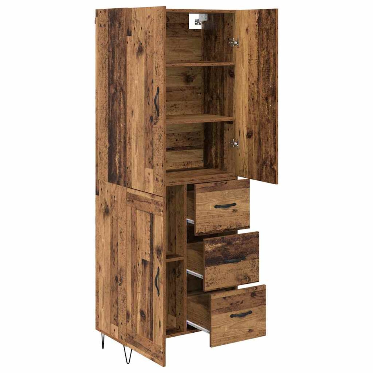 vidaXL Highboard 2 τμχ. Παλιό ξύλο 69,5 x 34 x 180 εκ.