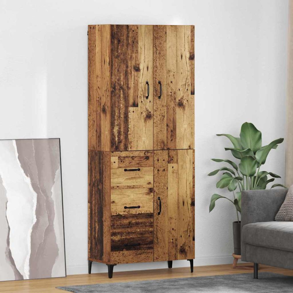 vidaXL Highboard Παλιό Ξύλο 69,5 x 34 x 180 εκ. Επεξεργασμένο Ξύλο
