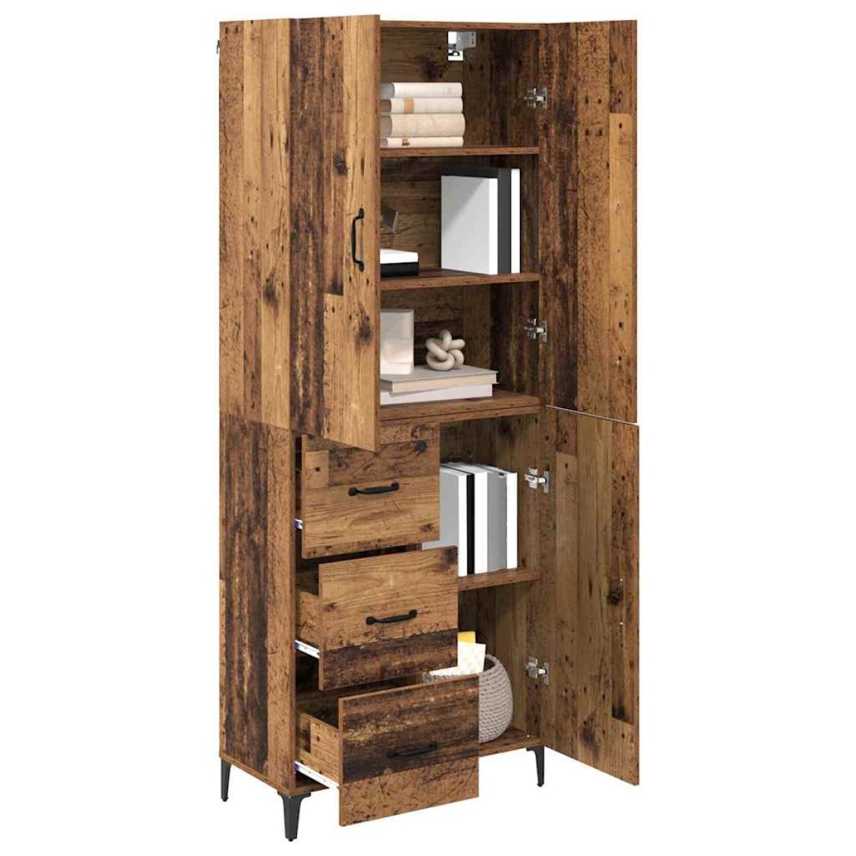 vidaXL Highboard Παλιό Ξύλο 69,5 x 34 x 180 εκ. Επεξεργασμένο Ξύλο