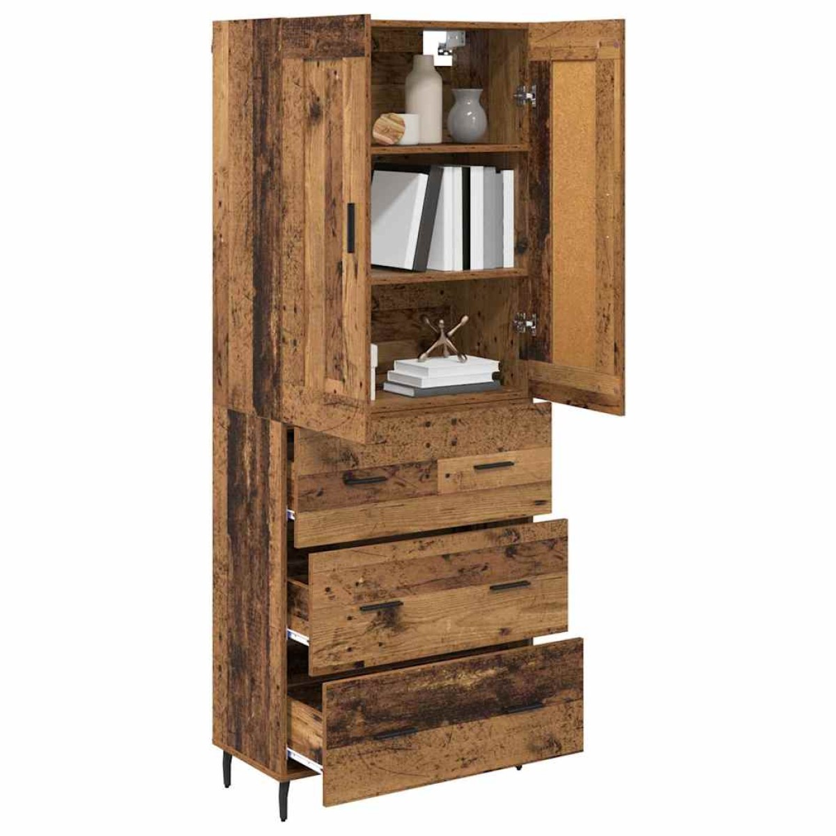 vidaXL Highboard 2 τμχ. Παλιό ξύλο 69,5 x 34 x 180 εκ.