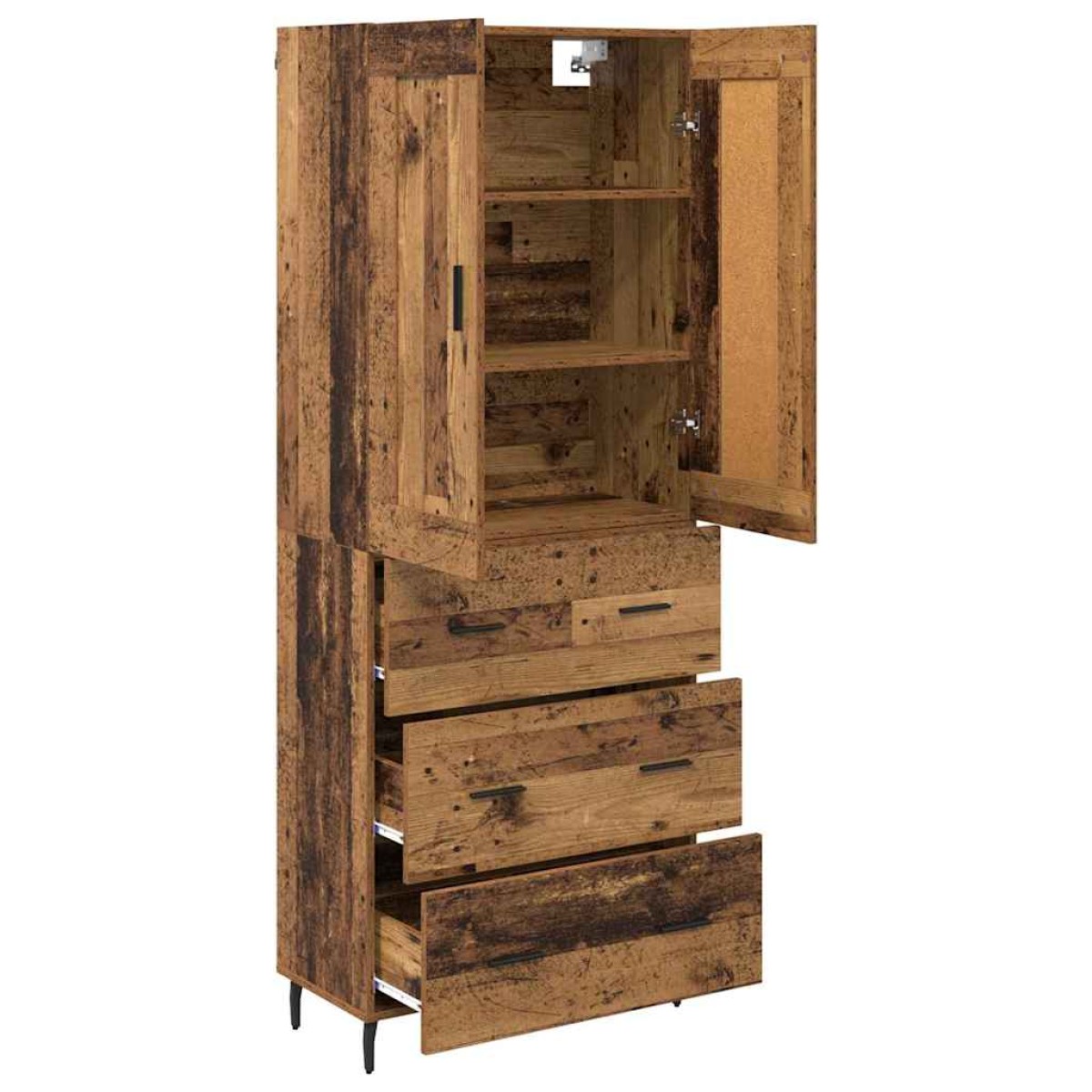 vidaXL Highboard 2 τμχ. Παλιό ξύλο 69,5 x 34 x 180 εκ.