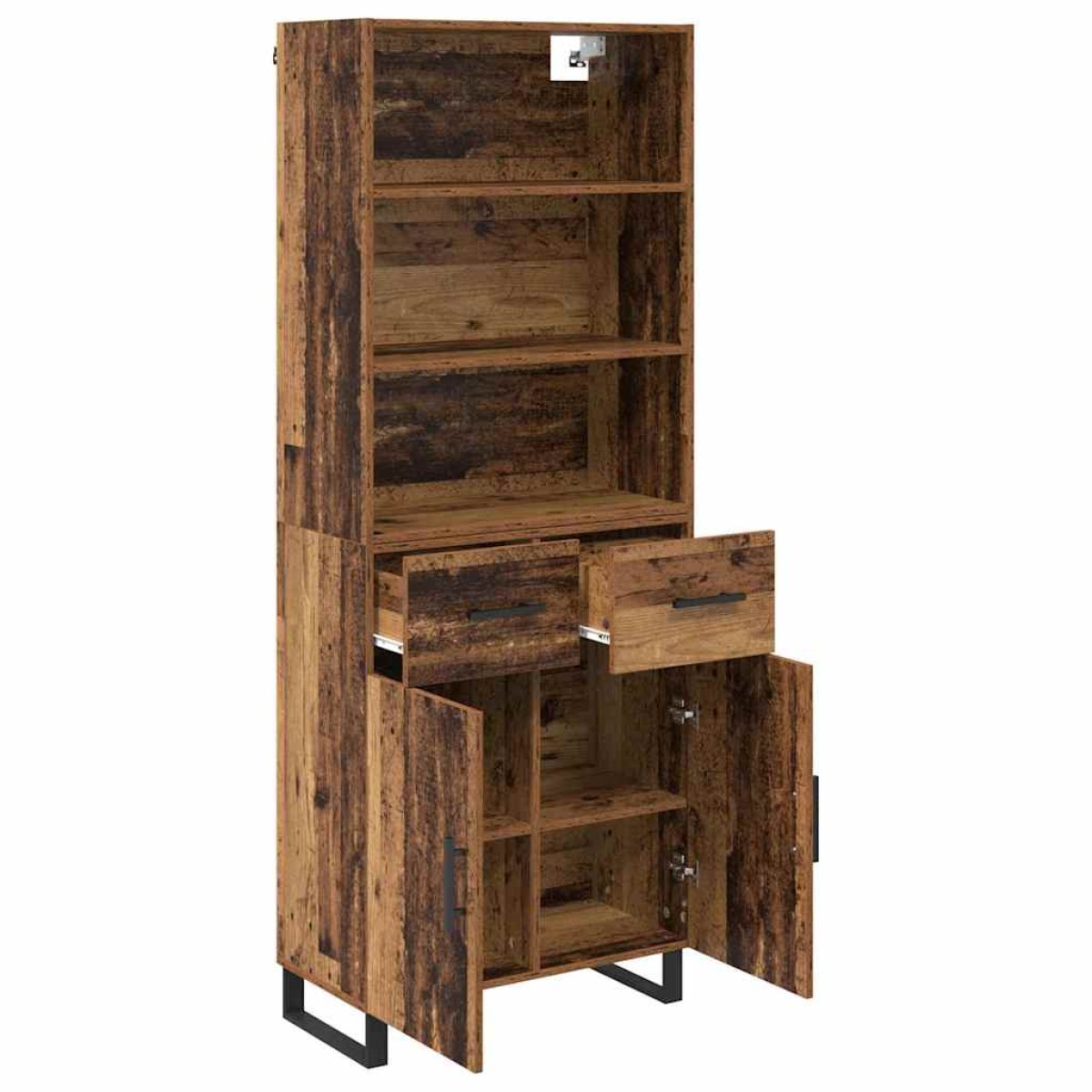 vidaXL Highboard 2 τμχ. Παλιό ξύλο 69,5 x 34 x 180 εκ.