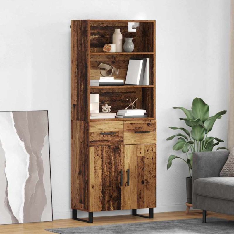 vidaXL Highboard 2 τμχ. Παλιό ξύλο 69,5 x 34 x 180 εκ.
