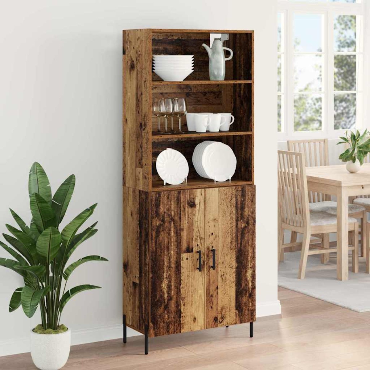 vidaXL Highboard Παλιό Ξύλο 69,5 x 32,5 x 180 εκ Επεξεργασμένο Ξύλο