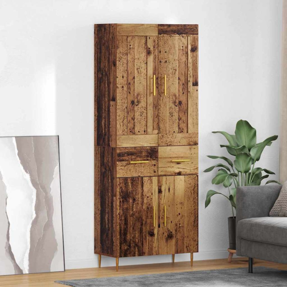 vidaXL Highboard Παλιό Ξύλο 69,5 x 34 x 180 εκ. Επεξεργασμένο Ξύλο
