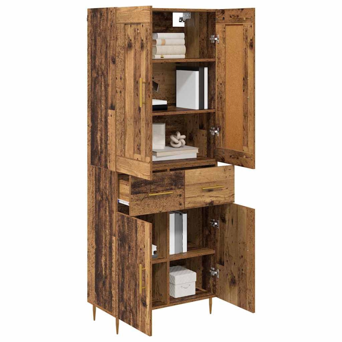 vidaXL Highboard Παλιό Ξύλο 69,5 x 34 x 180 εκ. Επεξεργασμένο Ξύλο