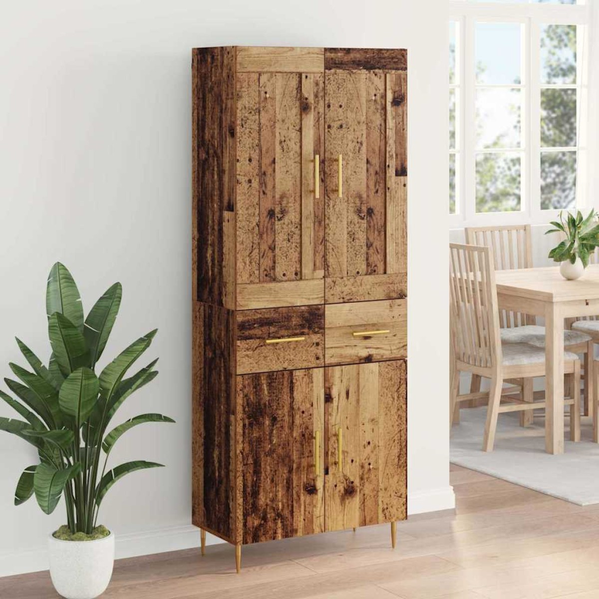 vidaXL Highboard Παλιό Ξύλο 69,5 x 34 x 180 εκ. Επεξεργασμένο Ξύλο