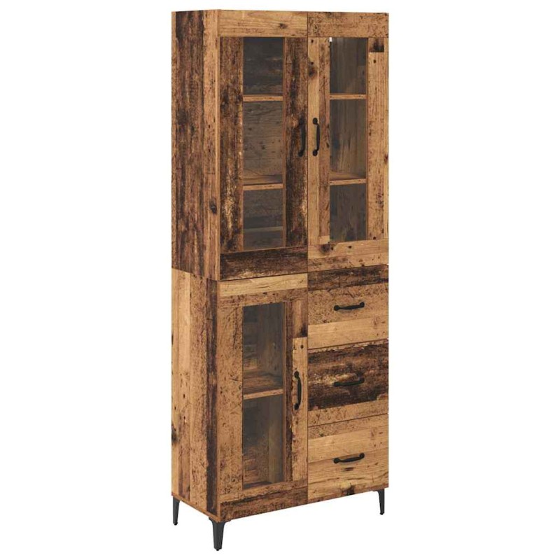 vidaXL Highboard Παλιό Ξύλο 69,5 x 34 x 180 εκ. Επεξεργασμένο Ξύλο