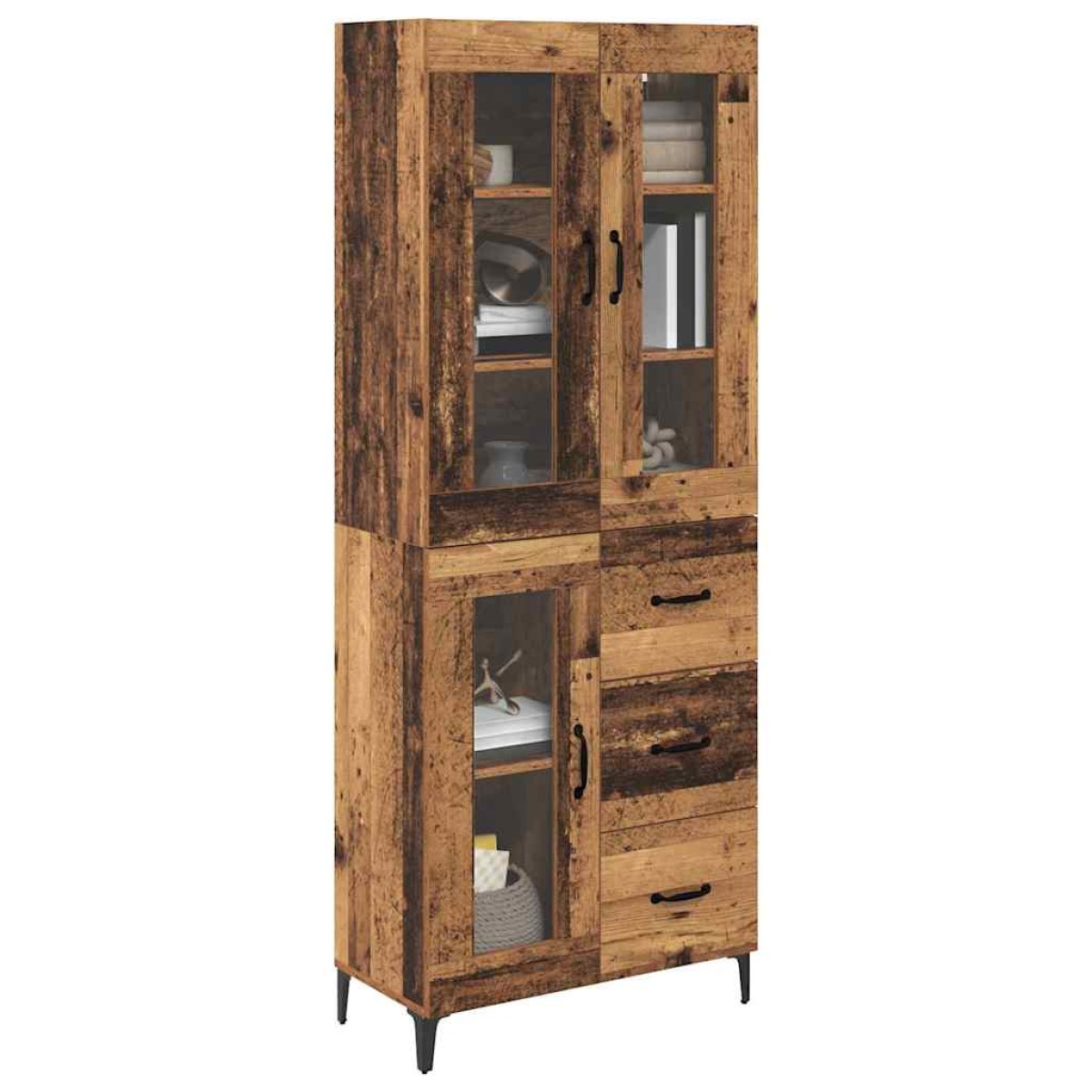 vidaXL Highboard Παλιό Ξύλο 69,5 x 34 x 180 εκ. Επεξεργασμένο Ξύλο