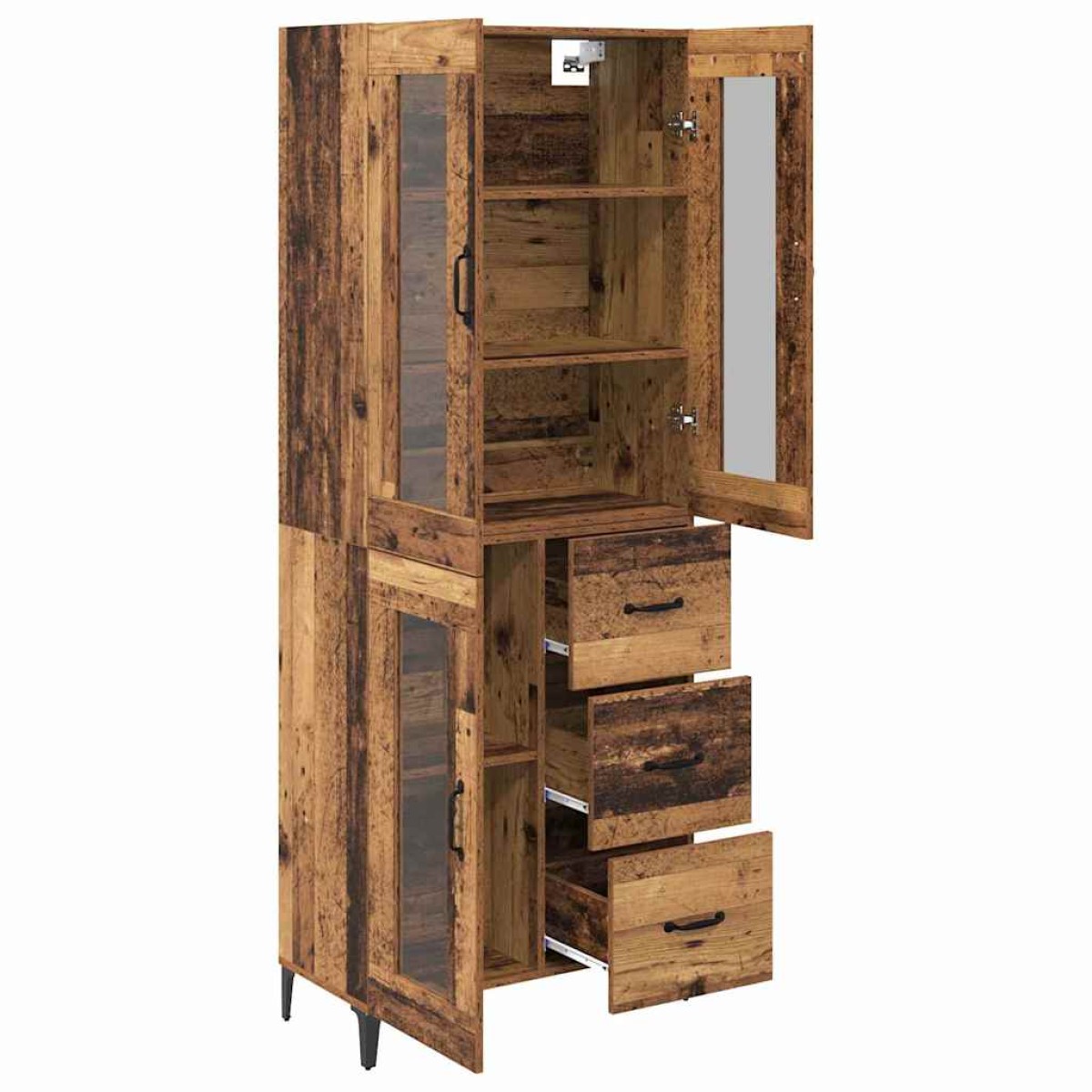 vidaXL Highboard Παλιό Ξύλο 69,5 x 34 x 180 εκ. Επεξεργασμένο Ξύλο