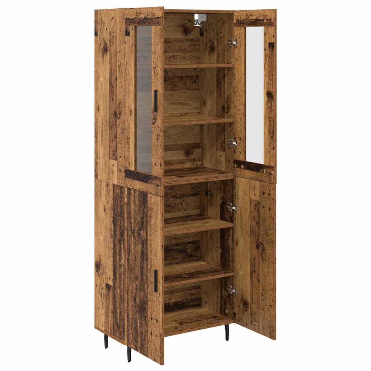 vidaXL Highboard 2 τμχ. Παλιό Ξύλο 69,5 x 34 x 180 εκ.