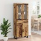 vidaXL Highboard 2 τμχ. Παλιό Ξύλο 69,5 x 34 x 180 εκ.