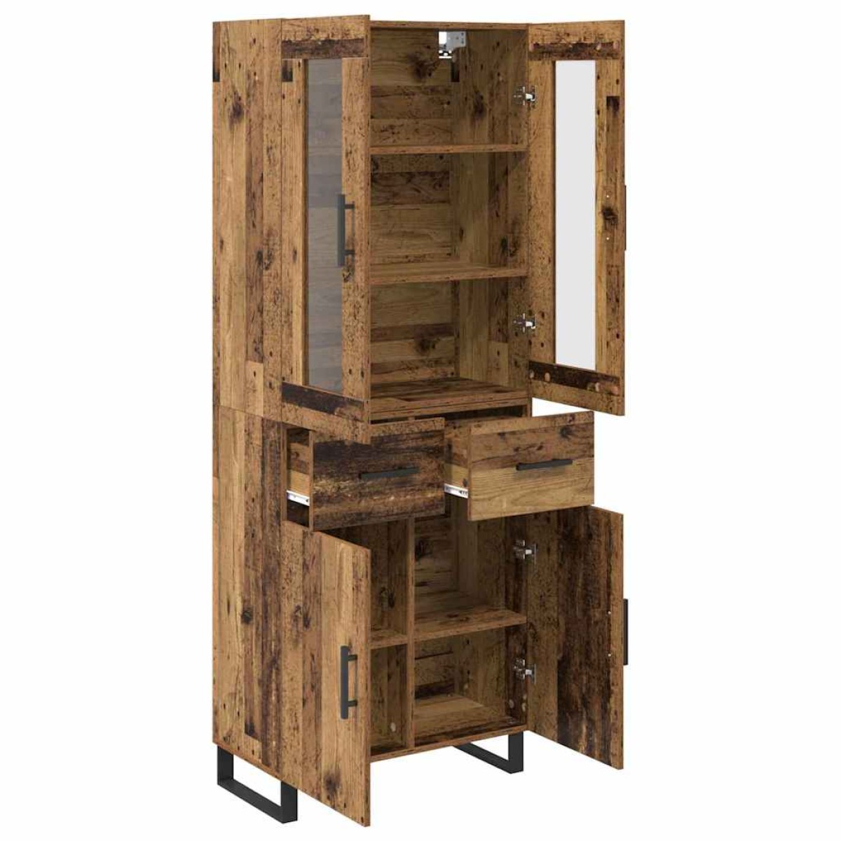 vidaXL Highboard 2 τμχ. Παλιό Ξύλο 69,5 x 34 x 180 εκ.