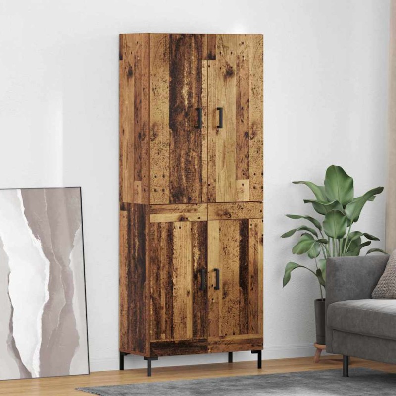 vidaXL Highboard Παλιό Ξύλο 69,5 x 34 x 180 εκ. Επεξεργασμένο Ξύλο