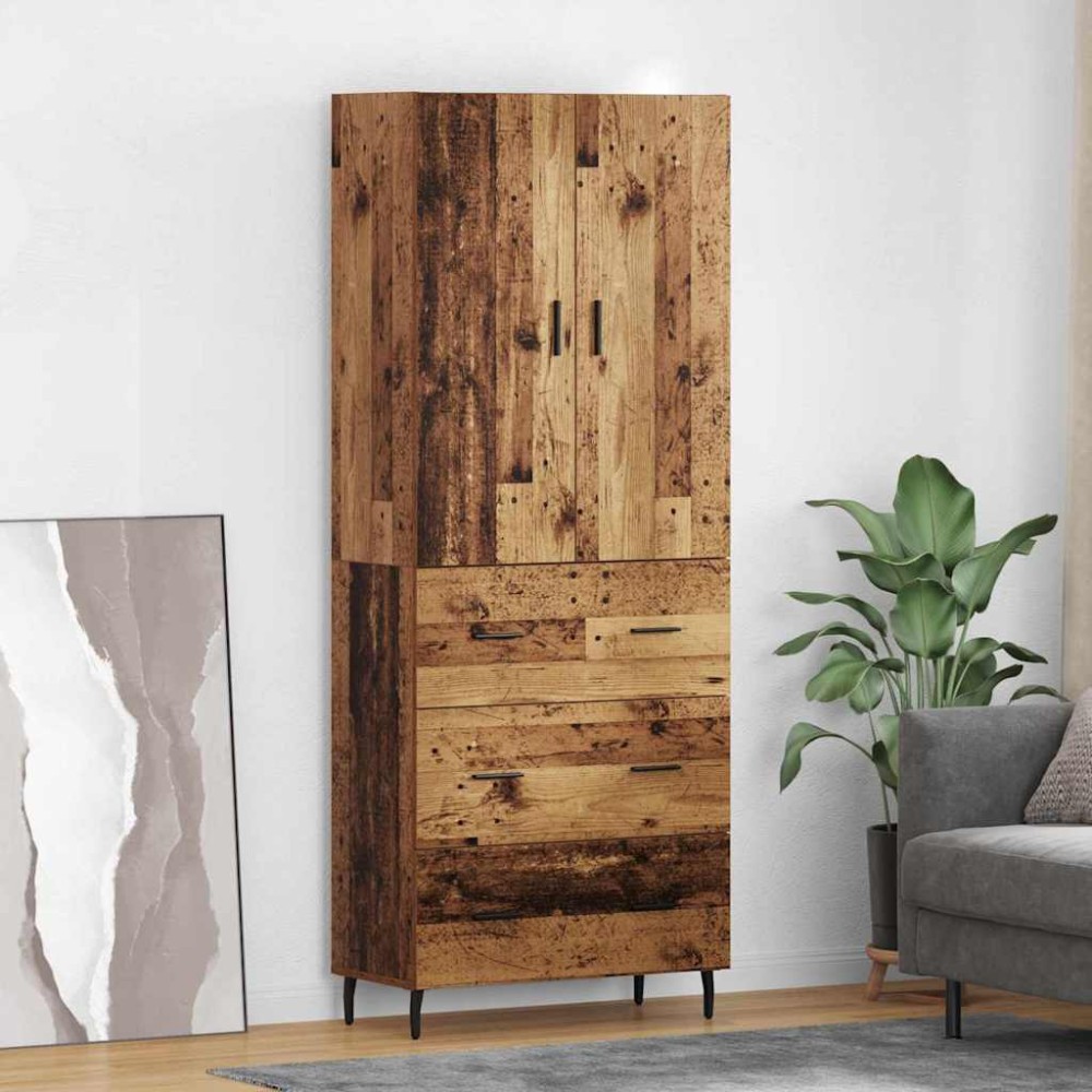 vidaXL Highboard 2 τμχ. Παλιό Ξύλο 69,5 x 34 x 180 εκ.