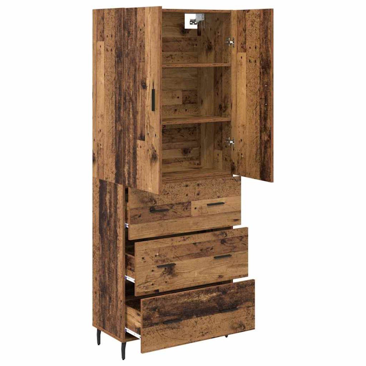 vidaXL Highboard 2 τμχ. Παλιό Ξύλο 69,5 x 34 x 180 εκ.