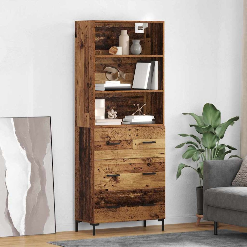 vidaXL Highboard Παλιό ξύλο 69,5 x 34 x 180 εκ. Επεξεργασμένο Ξύλο