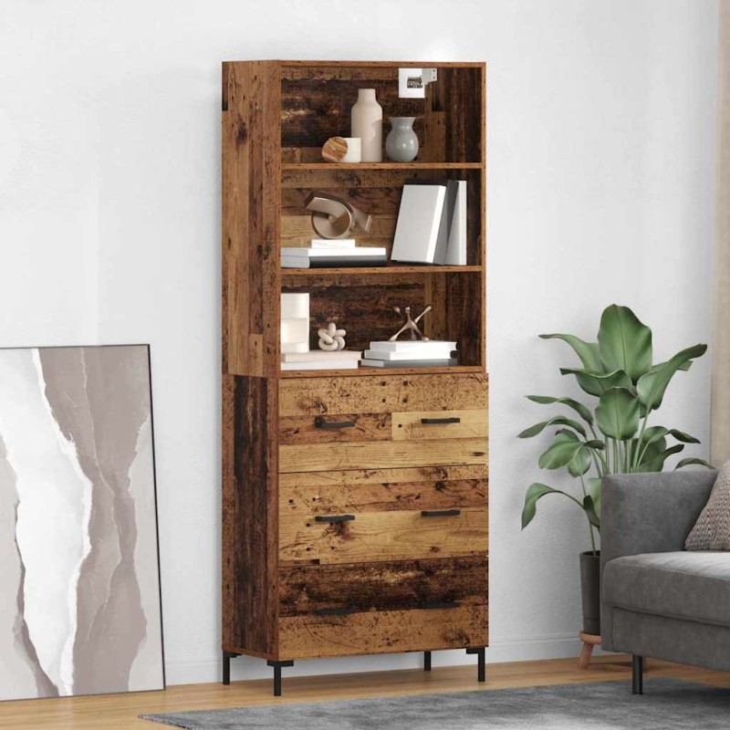 vidaXL Highboard Παλιό ξύλο 69,5 x 34 x 180 εκ. Επεξεργασμένο Ξύλο