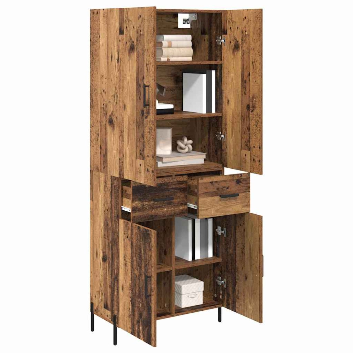 vidaXL Highboard Παλιό Ξύλο 69,5 x 34 x 180 εκ. Επεξεργασμένο Ξύλο