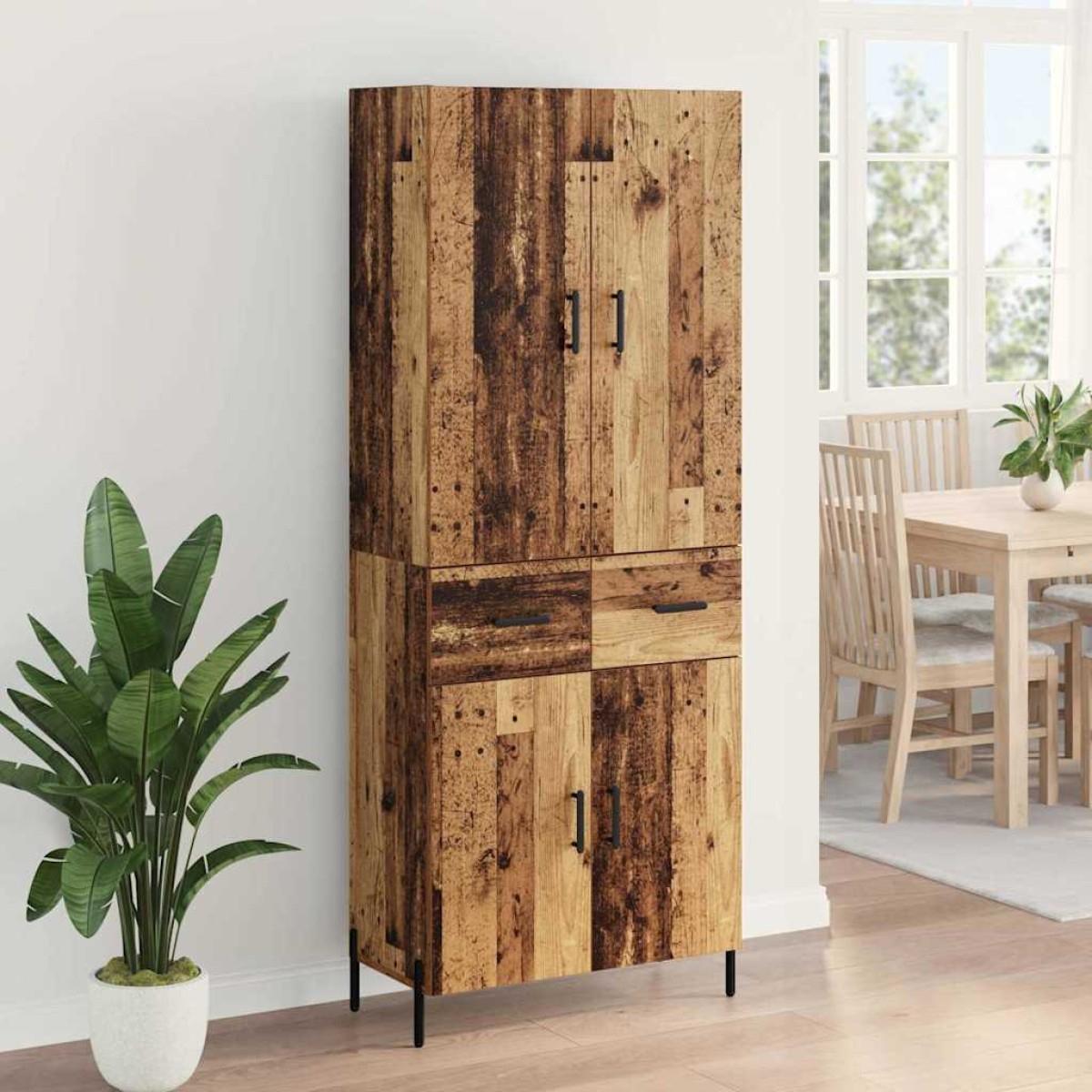 vidaXL Highboard Παλιό Ξύλο 69,5 x 34 x 180 εκ. Επεξεργασμένο Ξύλο