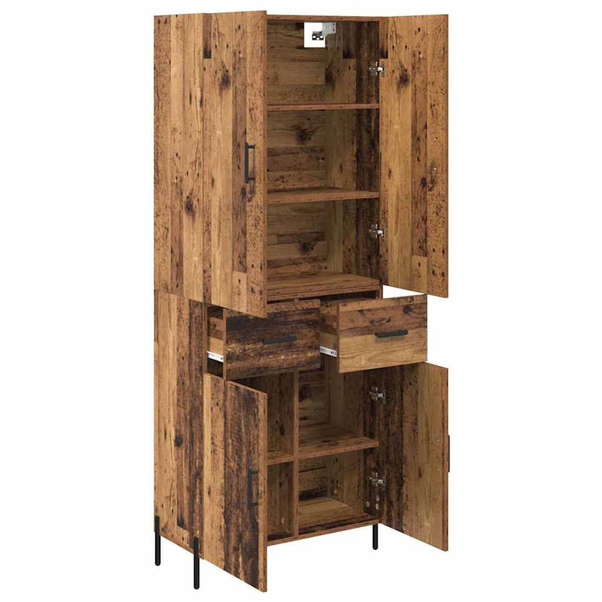 vidaXL Highboard Παλιό Ξύλο 69,5 x 34 x 180 εκ. Επεξεργασμένο Ξύλο