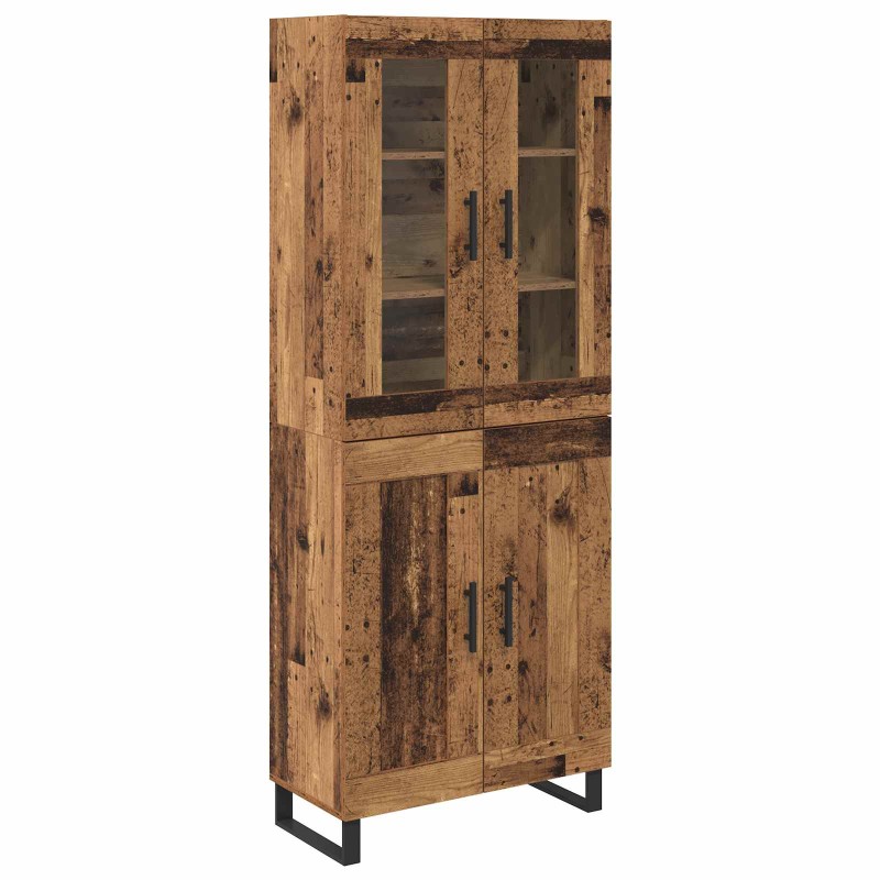vidaXL Highboard 2 τμχ. Παλιό Ξύλο 69,5 x 34 x 180 εκ.