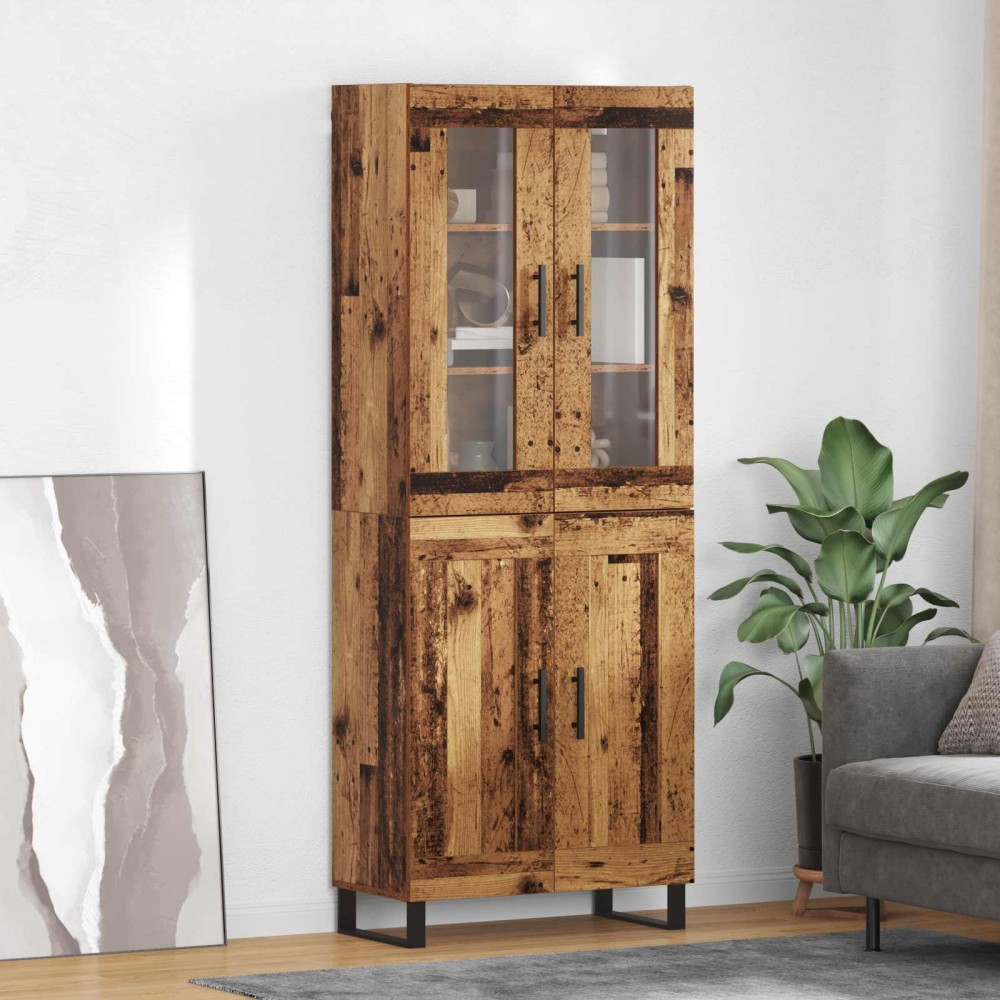 vidaXL Highboard 2 τμχ. Παλιό Ξύλο 69,5 x 34 x 180 εκ.