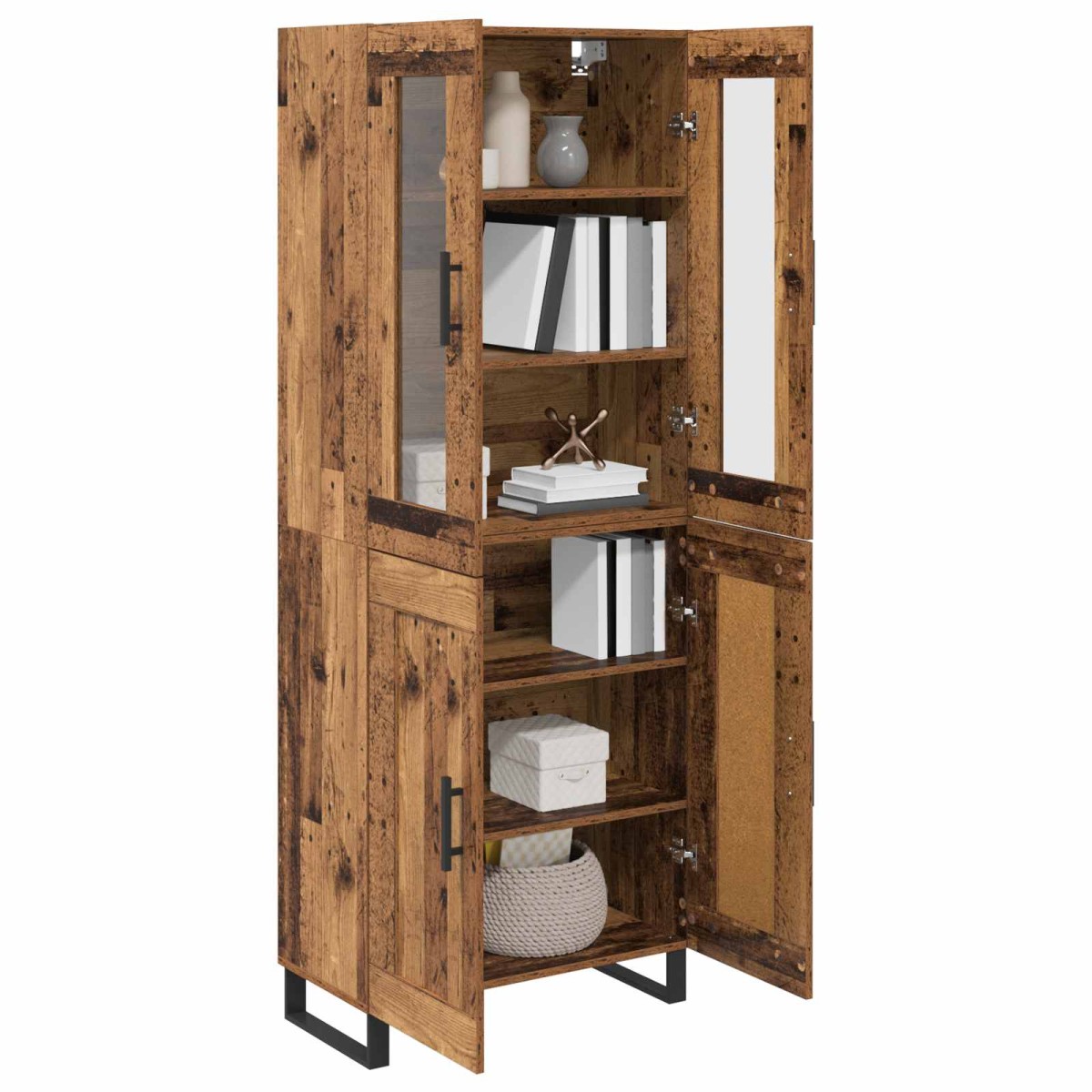 vidaXL Highboard 2 τμχ. Παλιό Ξύλο 69,5 x 34 x 180 εκ.